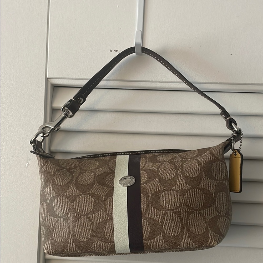 Coach Brown Classic Signature logo small tote handle